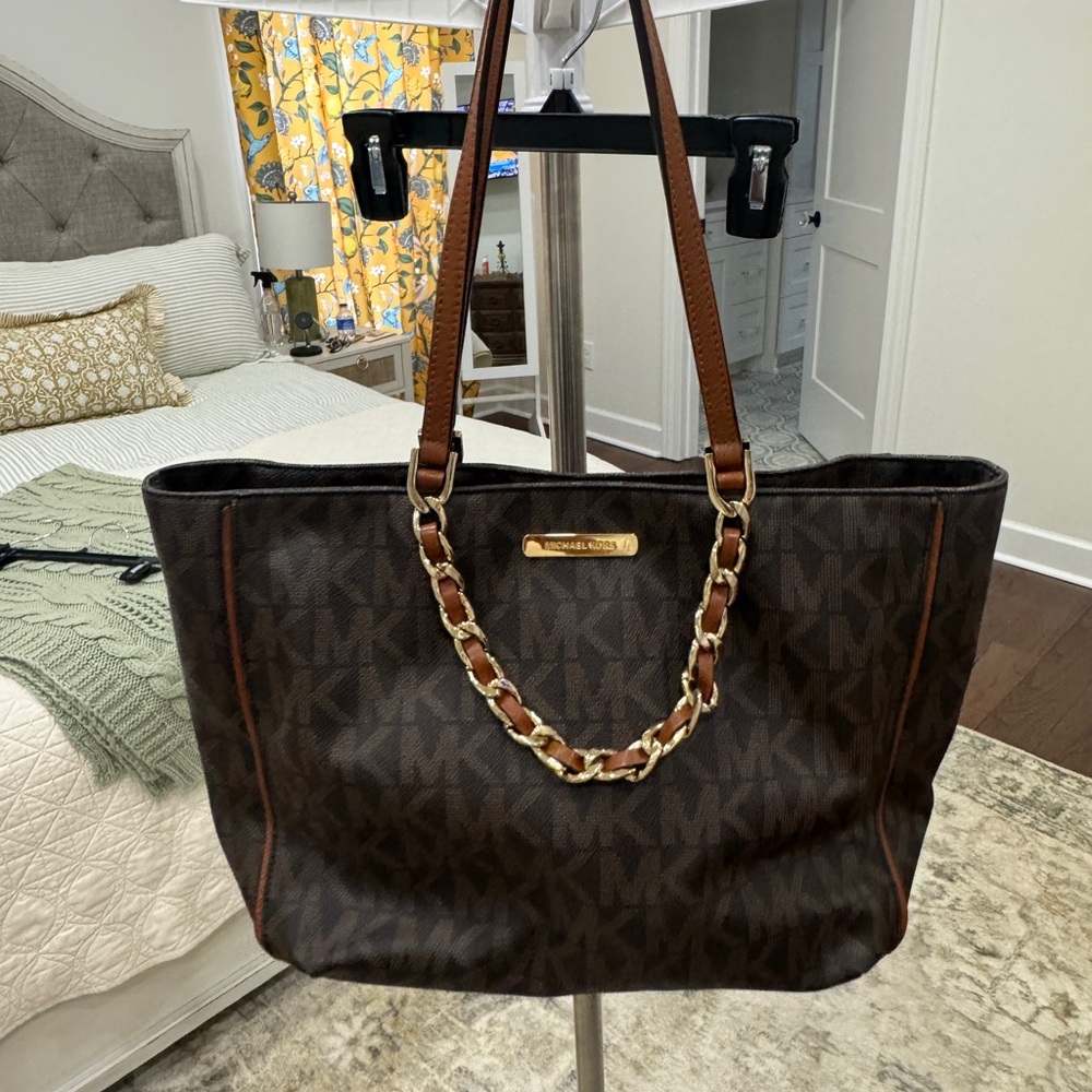Michael Kors Dark Brown Tote with Gold Accents